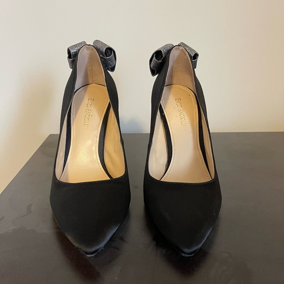 Enzo Angiolini black and satin silver sparkly bow shoes - Picture 3 of 4